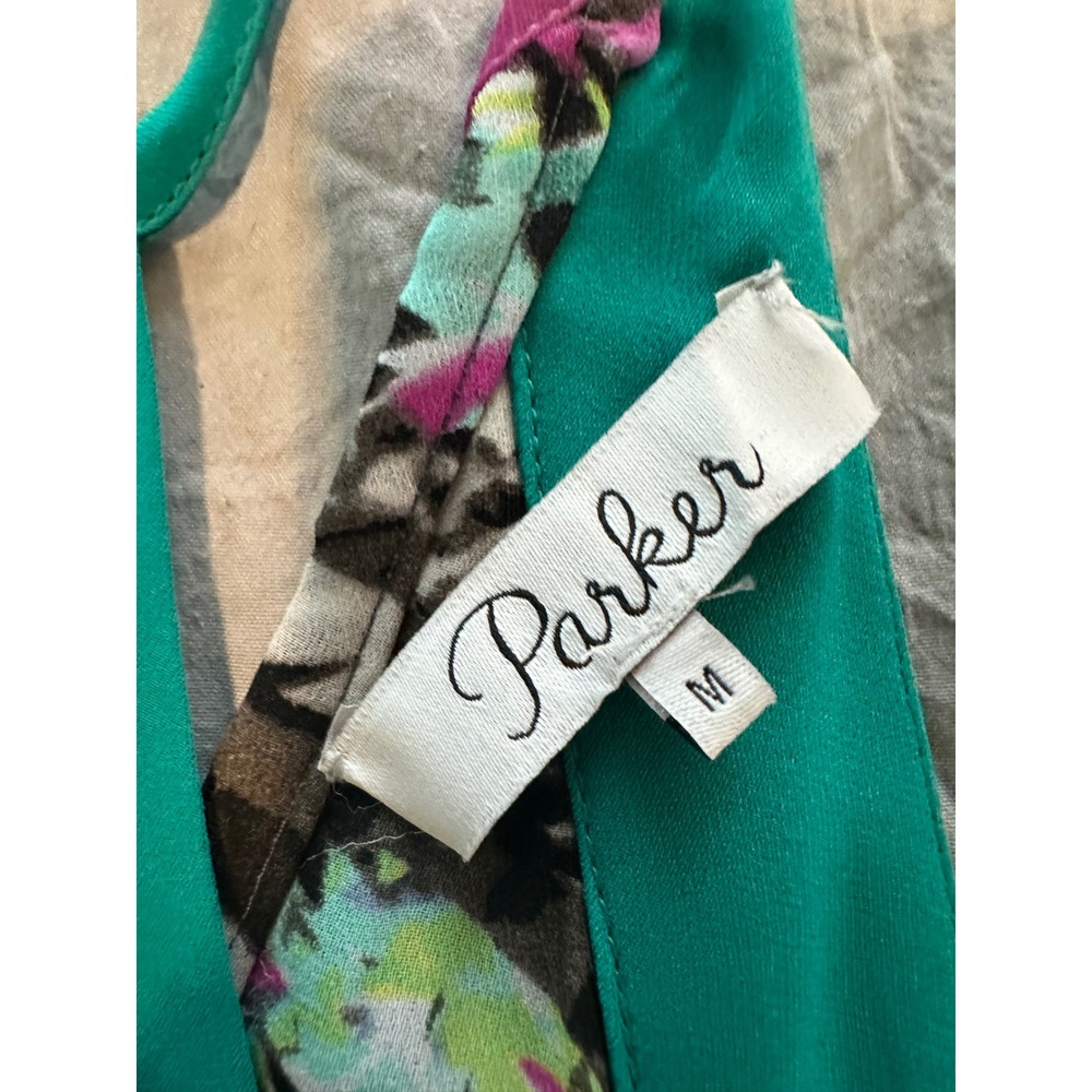Parker Aurora Combo Maxi Dress size medium women's black teal pink - Picture 8 of 12